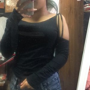 Long sleeve shoulder Cut Out Top